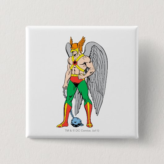 Hawkman Standing Pose Vierkante Button 5,1 Cm (Voorkant)