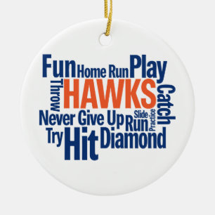 Hawks Baseball Keramisch Ornament