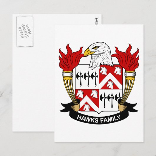 Hawks Family Crest Briefkaart (Voorkant / Achterkant)