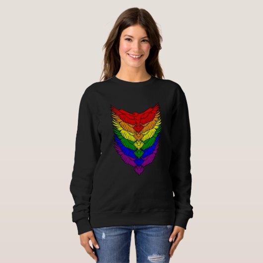 Hawks LGBTQ Strong Gay Pride Rainbow Flag LGBT Haw Trui (Voorkant volledig)