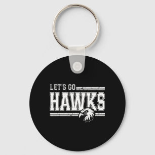 Hawks middelbare school sport fan teamgeest vintag sleutelhanger