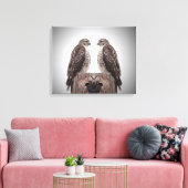 Hawks op een post canvas afdruk (Insitu (Woonkamer))