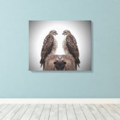 Hawks op een post canvas afdruk (Insitu (Houten vloer))