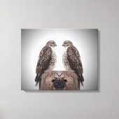 Hawks op een post canvas afdruk (Voorkant)