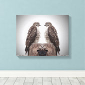 Hawks op een post canvas afdruk (Insitu (Houten vloer))