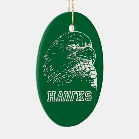 Hawks op Green Oval Keramisch Ornament (Rechts)