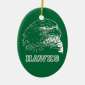 Hawks op Green Oval Keramisch Ornament (Voorkant)