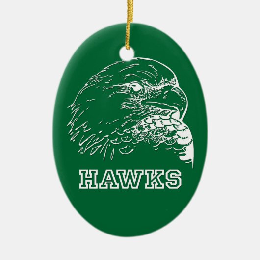 Hawks op Green Oval Keramisch Ornament (Voorkant)