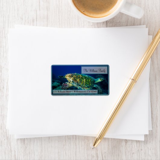 Hawksbill Zee Turtle Adresetiketten Etiket (Insitu)