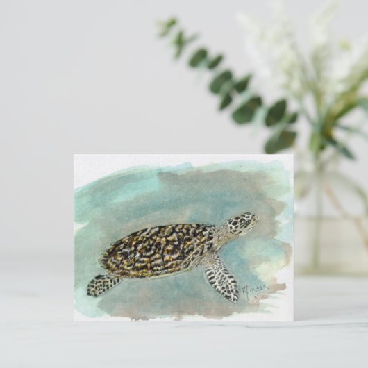 Hawksbill Zee Turtle Briefkaart (Staand voorkant)