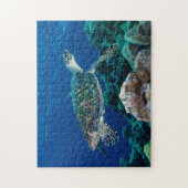 Hawksbill Zee Turtle Great Barrier Reef Coral Gift Legpuzzel (Verticaal)