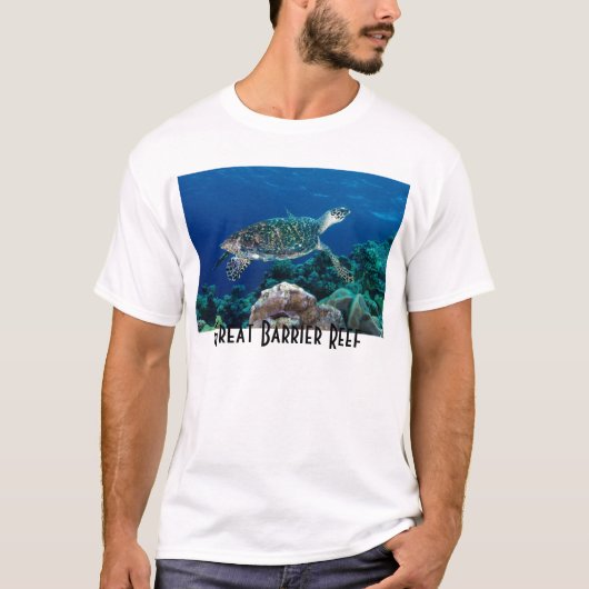 Hawksbill Zee Turtle Great Barrier Reef Coral Zee T-shirt (Voorkant)