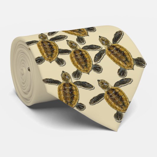 Hawksbill Zee Turtle Hatchlings Necktie Stropdas (Opgerold)