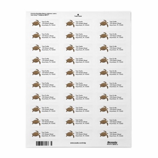 Hawksbill Zee Turtle Label (Full Sheet)