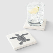 Hawksbill Zee Turtle Stone Onderzetter (Zijkant)