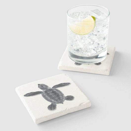 Hawksbill Zee Turtle Stone Onderzetter (Zijkant)