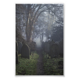 Haworth Churchyard in Mist 4x6 print Foto Afdruk