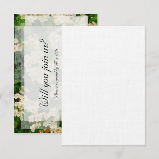 Hawthorn Blossom Wedding RSVP Kaart (Voorkant / Achterkant)