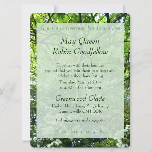 Hawthorn en Oak Handfasting Invitation Kaart (Voorkant)