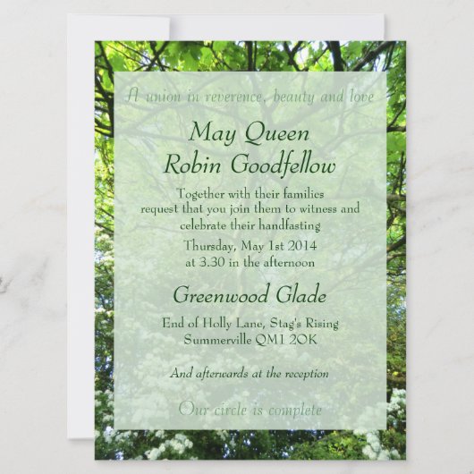 Hawthorn en Oak Handfasting Invitation Kaart (Voorkant)