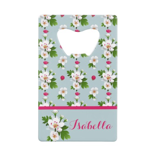 Hawthorn Flowers Creditkaart Flessenopener (Voorkant)