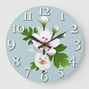 Hawthorn Flowers Large Clock Grote Klok