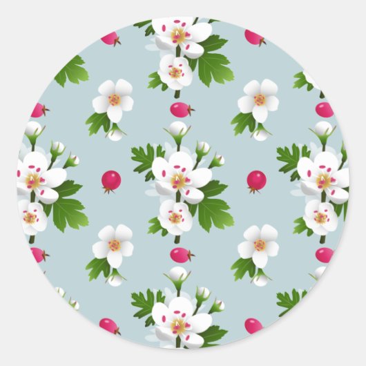 Hawthorn Flowers Ronde Sticker (Voorkant)