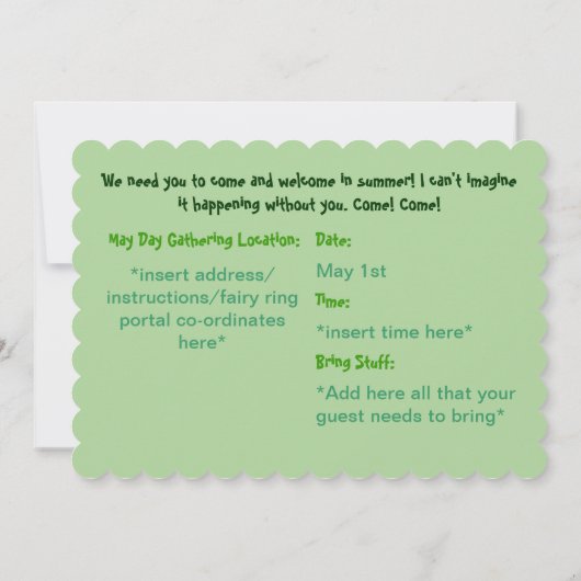 Hawthorn in Bloom Happy May Day Uitnodiging (Achterkant)