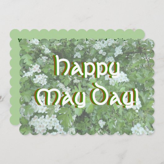 Hawthorn in Bloom Happy May Day Uitnodiging (Voorkant / Achterkant)