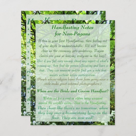 Hawthorn & Oak Handfasting Program met notities (Voorkant / Achterkant)