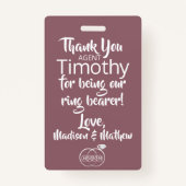 Hawthorn Roos Ring Bearer Security Badge (Achterkant)