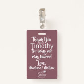 Hawthorn Roos Ring Bearer Security Badge (Achterkant met clip)