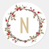 Hawthorn Wreath Monogram Stickers (Voorkant)