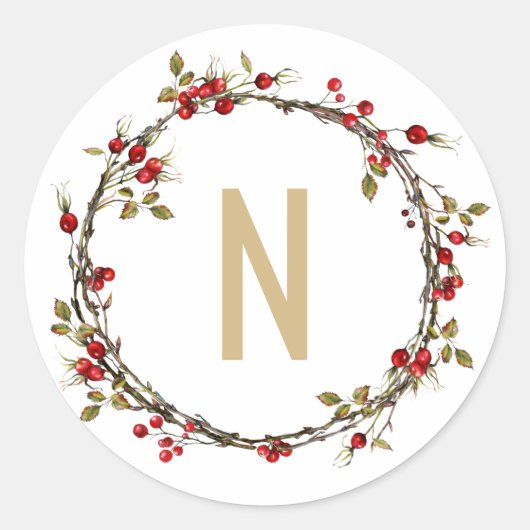 Hawthorn Wreath Monogram Stickers (Voorkant)