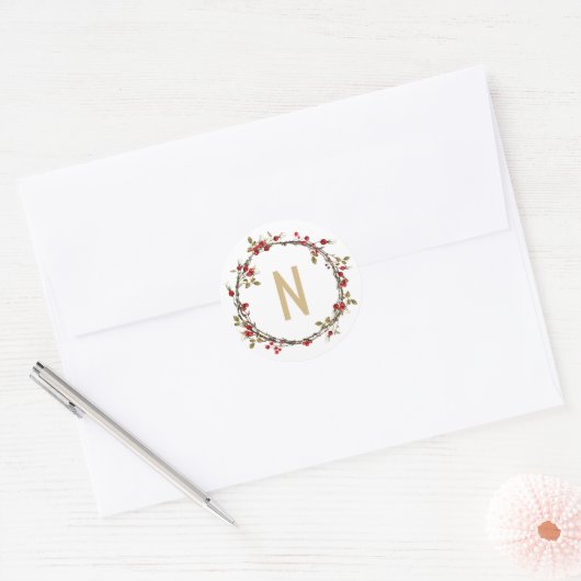 Hawthorn Wreath Monogram Stickers (Envelop)