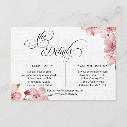 Hawthorne Calligraphy Details Enclosure Card Informatiekaartje (Voorkant)