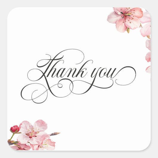 Hawthorne Calligraphy Thank You Vierkante Sticker (Voorkant)