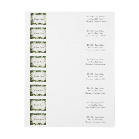 Hawthron Blossom Wedding Wrap Around Label Omwikkelbaar Adreslabel (Vel)