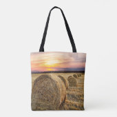 Hay Bales Boerderij Ranch Sunset Canvas tas (Achterkant)