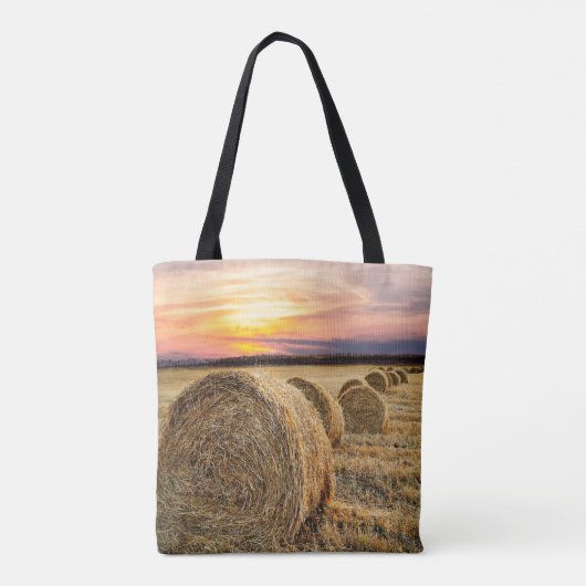 Hay Bales Boerderij Ranch Sunset Canvas tas (Achterkant)