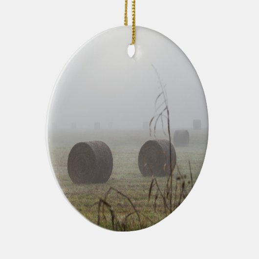 Hay Bales in de mist Keramisch Ornament (Rechts)