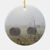 Hay Bales in de mist Keramisch Ornament (Achterkant)