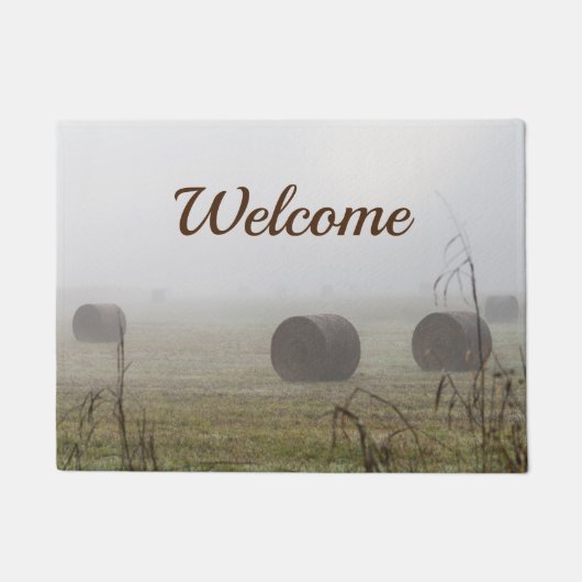 Hay Bales in Fog Welcome Doormat Deurmat (Voorkant)