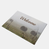 Hay Bales in Fog Welcome Doormat Deurmat (Schuin)