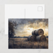 Hay Bales in het veld Vintage Briefkaart (Voorkant / Achterkant)