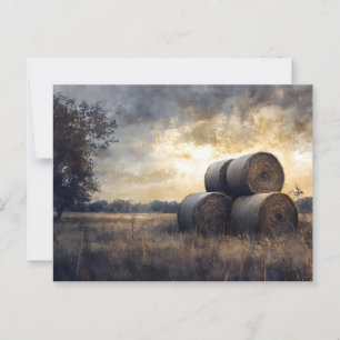 Hay Bales in het veld Vintage Briefkaart
