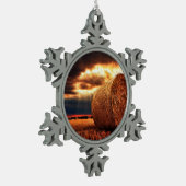 Hay Bales Tin Sneeuwvlok Ornament (Links)