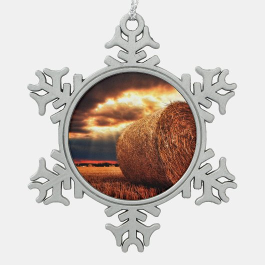Hay Bales Tin Sneeuwvlok Ornament (Voorkant)