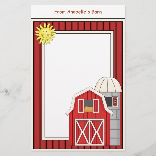 Hay Barn Agriculture Theme Kinder Writers Paper Briefpapier (Voorkant)