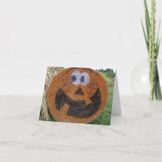 Hay Barrel Pumpkin Halloween Card Kaart